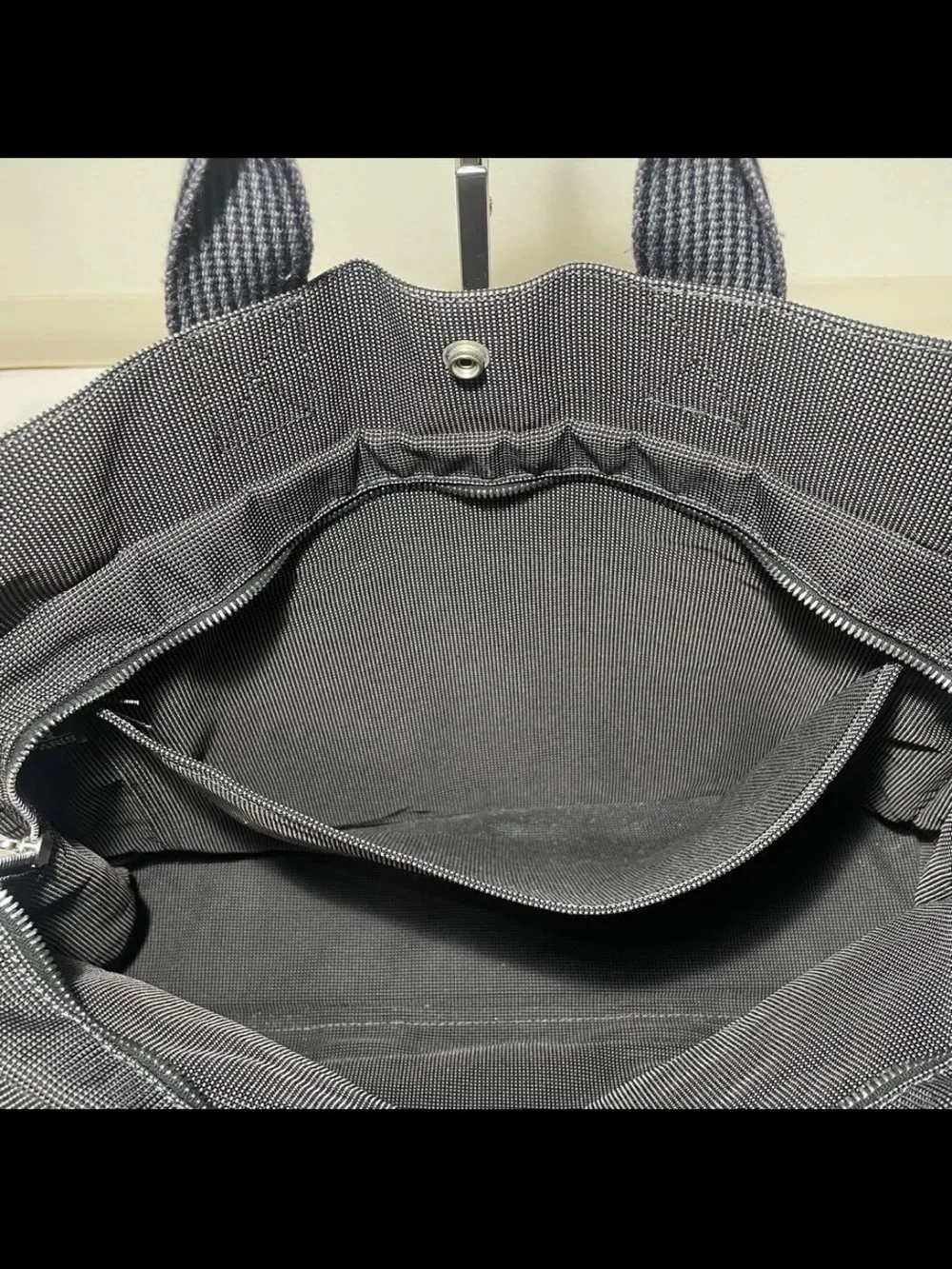 Hermes Black Canvas Carryall Tote with Signature Webbed Straps